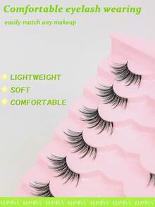 7 Pairs Natural Long Half-Eye Cross-Tail Extended Fluffy Soft Realistic False Eyelashes For Commute And Daily Wear - Black - View 4