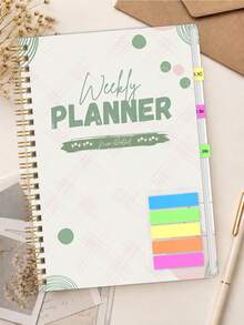 1pc A5 Weekly Planner, Non-Dated Spiral Schedule Book With Weekly Goals, To-Do & Habit Tracking, Christmas Gifts, Office Desk Accessories, Bible Study Materials - Rectangle - View 7