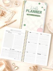 1pc A5 Weekly Planner, Non-Dated Spiral Schedule Book With Weekly Goals, To-Do & Habit Tracking, Christmas Gifts, Office Desk Accessories, Bible Study Materials - Rectangle - View 9