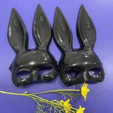 Women's Rabbit Half Face Mask, Long Ear Masquerade Mask, Halloween Costume Accessory, Suitable For Party, Nightclub Events, Black And White Color - Multicolor - View 11