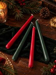 4/2PCS, Vintage Style Smooth Pointed Long Taper Candles, Red/Green, Christmas Set, 0.86*9.84 Inch Long Taper Candles, Ideal For Home Decor, Festive Party, Tabletop Decoration, Christmas, Christmas Decoration - Multiple Styles - View 7
