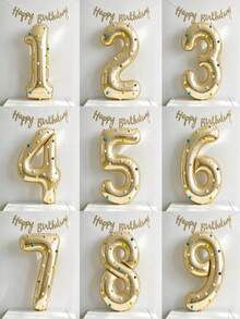 1 Set 40 Inch Large Light Gold Number Foil Balloons With Colorful Plush Balls, Platinum Number Birthday Balloons, Suitable For Birthday Party Decoration, Shower, Gathering (Self-Adhesive Plush Balls, Random Color) - View 4