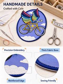 1pc/2pcs/4pcs/5pcs/7pcs/8pcs/9pcs Rainbow Wing Flying Bicycle Embroidered Iron On Patch For Jackets Backpacks - Multicolor - View 5