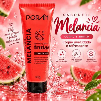 Sabonete Liquido Facial E Corporal Porán Limpeza Suave Linha Bem Me Quero Frutas