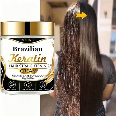 [Suavizado Instantáneo de Frizz] Crema alisadora de cabello con proteína de 70g, nutritiva y suave, aroma fresco no irritante, cuidado profundo del cabello y fortalecimiento, hidratación profunda, no grasosa, apta para todo tipo de cabello, cabello suave sin enredos, alisado suave, sin necesidad de plancha de alta temperatura, alisado natural y fijación duradera, fácil uso en casa, sin daño al cuero cabelludo, fórmula de baja irritación, salvador natural del cabello rizado, sin necesidad de plancha, regalo de vacaciones