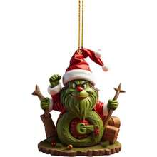 The Grinch 1pc Acrylic Letter Ornament, Christmas Decoration, Christmas Tree Hanging Decor, Holiday Hanging Ornament - Multicolor - View 7