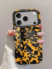 1件亮黃色與黑色豹紋2合1手機殼（加厚全包覆設計）– 相容 iPhone 18 Pro Max、17 Pro、16e、16、15、14、13、12、11、XR 和 XS。時尚高品質手機殼，送給朋友的完美禮物，適用於聖誕節、萬聖節、情人節、復活節、婚禮季、畢業季、假期、返校季和生日。 - 彩色 - 查看 3