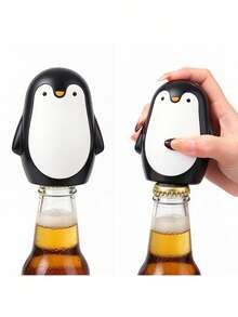 1pc Penguin Shaped Beer Bottle Opener, Push-Type Automatic Bottle Opener, Portable Beverage Bottle Cap Opening Tool, Suitable For Home Bar Party Gathering Scenes, Creative Fun Kitchen Gadget, Fun Gift For Beer Lovers, Desktop Liquor Bottle Opener Tool, Personalized Bottle Opener - Multicolor - View 3