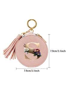 Unisex Multi-Functional Key Pouch, Earphone Bag, Data Cable Organizer, With Gold 26 Letters A-Z Pattern, Zipper Key Storage Bag, Floral Pattern Design, PU Faux Leather Organizer Bag, Zipper Pouch, Car Key Storage Bag, Car Key Chain, Portable Compact Key Pouch, Minimalist Design, Travel Accessory, Elegant Jewelry, Suitable For Home, Office, Travel, Car, Suitable For Men And Women, Ideal Gift For Friends, Family, Mother's Day - Multicolor - View 10