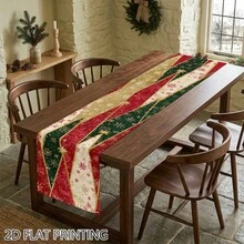1 Set Bendera Meja, Bendera Meja Persegi Panjang dengan Huruf Natal dan Cetakan Bintang, Cocok untuk Dapur, Meja Makan Keluarga, Lemari TV, Dekorasi Liburan dan Pesta Musim Dingin, - 5 - View 3