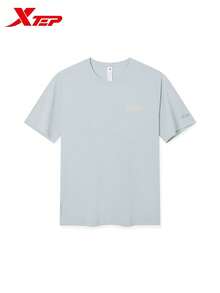 XTEP 2000KM FUN Men's Short Sleeve Ice Silk T-Shirt, Sports Running Top, Mud Crystal Grey - Mud Crystal Grey - View 2