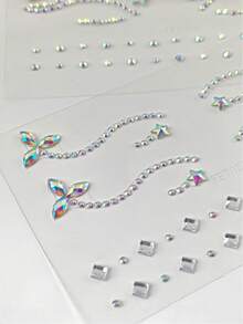 2pcs Butterfly & Star Face Rhinestone Stickers, Self-Adhesive Holographic Face Gem Stickers, Eyeliner Makeup Rhinestone Stickers For Music Festival, Christmas, Stage Makeup, Eye DIY - Multicolor - View 9