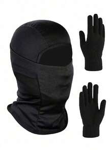 1pc Unisex Ski Mask, Balaclava Mask And Black Gloves, UV Protection Lightweight Suitable For Motorcycle And Snowboard - A - View 8