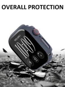 2件太空灰保護殼，適用40mm/41mm/42mm/44mm/45mm/46mm/49mm錶殼，防摔防刮硬PC+鋼化玻璃膜一體式保護殼，相容 Ultra/SE/12/11/10/9/8/7/6/5/4系列，男女通用休閒運動手錶殼 - 太空灰+太空灰 - 查看 4