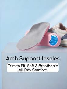 1Pair Woman Arch Support Insoles, High-Elasticity Shock-Absorbing Insoles, Comfortable AndSnug Fit, Suitable For High Heels, Sneakers, And Daily Wear - Light Grey - View 7