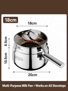 304 Stainless Steel 3-Ply Thickened Single Handle Milk Pot With Steamer Rack, Multi-Function Steaming & Boiling Small Soup Pot, Home Noodle Pot, Compatible With Induction & Gas Stoves - View 8