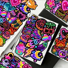50Pcs Neon Style Cute Element Stickers, Bright Neon Light Graphic Decals, Waterproof Stickers For Journal, Laptop, Water Bottle, Scrapbook, Aesthetic Craft Decor - Multicolor - View 5