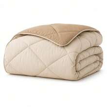 Edredón Reversible de Dos Caras, Colcha Acolchada Suave para Cama, Diseño Liso y Versátil, Ropa de Cama para Dormitorio, 180x240/220x240/240x260 cm - BEIGE CLARO-OS - Ver 10