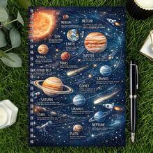 1pc A5 Size Solar System Spiral Notebook, College Ruled, High Quality Paper, Suitable For School, Office, Astronomy Enthusiasts - Perfect Gift For Students, Teachers, Friends, Space Theme Stationery, Universe Theme Stationery, Vivid Illustrations, Study Notes, Premium Stationery, Pen Not Included - One Book (50 Pages, 100 Pages) - View 9