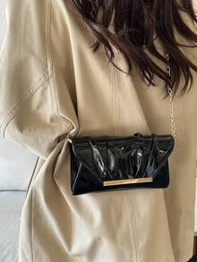 Tas Clutch Berkerut Tren Musim Gugur 2026, Tas Tangan Wanita Selempang Bahu Serbaguna Premium yang Sangat Menarik - Hitam - View 6