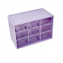 1pc 9-Grid Plastic Desktop Drawer Storage Box, Hair Accessories Organizer, Suitable For Girls Room Decor, Baby Girl Supplies,Drawer-Style Desktop Storage Box, 9-Grid Transparent Plastic Cabinet For Stationery, Jewelry And Small Items. - Multicolor - View 10
