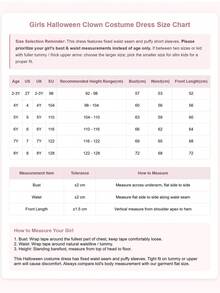 Young Girl Halloween Dress, Puff Short Sleeve Ruffle Collar Red & White Gradient Cake Mesh Skirt, Girls Halloween Party Dress - Multicolor - View 7
