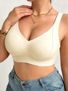 Plus Size Wireless Full Coverage Comfortable Seamless Bra - White - View 4
