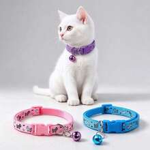 Personalized Soft Cat Collar With Bell, Cat Collar, Customized Pet Name Tag, Adjustable Basic Collar, Suitable For Small And Medium Dogs, Cats, Kittens And Puppies, With Buckle - Multicolor - View 6