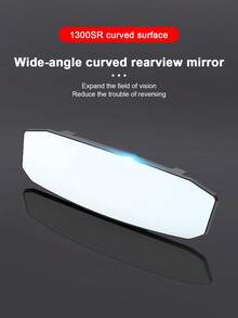 Car Wide View Anti-Glare Rearview Mirror, Wide Angle Curved Rearview Mirror, Reduces Blind Spots For Reversing, Interior Car Rearview Mirror - A - View 2