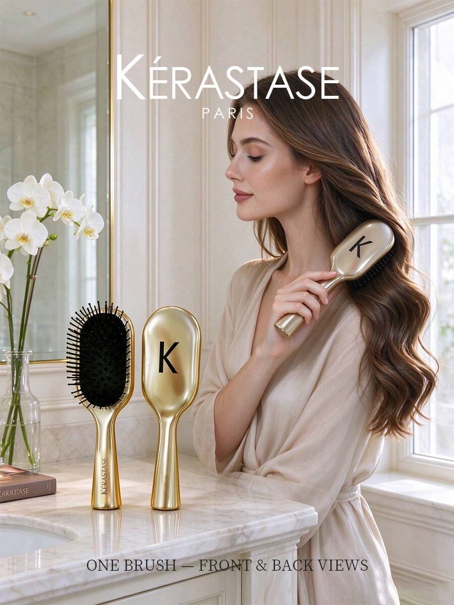 Kérastase Gold Paddle Air Cushion Hair Brush, Scalp Massage Detangling Hair Comb - Gold - View 1