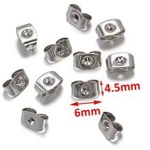 10/20/50/100pcs Stainless Steel Earring Backs 4.5x6mm, Earring Backs Ear Caps, Suitable For DIY Jewelry Making And Repair - Multicolor - View 2