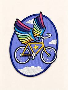 1pc/2pcs/4pcs/5pcs/7pcs/8pcs/9pcs Rainbow Wing Flying Bicycle Embroidered Iron On Patch For Jackets Backpacks - Multicolor - View 12