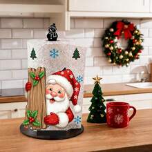 1pc Vintage Christmas Nutcracker Theme Kitchen Paper Towel Holder, Fun Desktop Countertop Roll Paper Storage Rack, Acrylic Material With Christmas Themed Base Decoration, No Paper Towels Included, Holiday Atmosphere Display Stand, Christmas Season Special Design For Kitchen And Christmas Decor - Multicolor - View 6