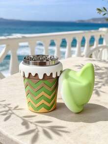 1pc Matcha Ice Cream Cone Grinder, Cute Cream Melting Edge 4-Layer Zinc Alloy Herb Grinder, Creative Design Smoking Accessory - View 9