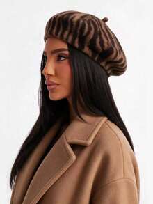 1pc Redisu Animaruhand Soft Plush Hat, Sofuto Autumn/Winter Zebra Stripe Photo Collection, Daily Wear, Suitable For Photography - A - View 10