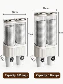 1 Disposable Cup Holder Dispenser, Single/Double Cup Holder, Kitchen Accessory, Dust-Proof Paper Cup Holder That Requires No Drilling, Extra-Large Capacity Side Rack For Storing Water Cups, Suitable For Home Water Dispensers - One Size - View 6