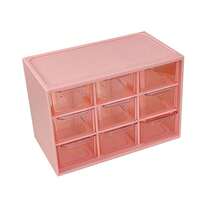 1pc 9-Grid Plastic Desktop Drawer Storage Box, Hair Accessories Organizer, Suitable For Girls Room Decor, Baby Girl Supplies,Drawer-Style Desktop Storage Box, 9-Grid Transparent Plastic Cabinet For Stationery, Jewelry And Small Items. - Multicolor - View 9