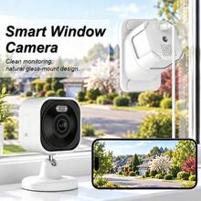 WiFi Smart Window Sticker Camera, Home No-Drill Monitoring Camera, 1080P HD Night Vision, Two-Way Audio, Mobile Remote Human Detection, Indoor Security Camera - White - View 2