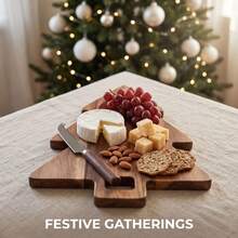 1PC Christmas Tree Shape Chopping Board, Natural Acacia Wood Cutting Board, Kitchen Accessories, Charcuterie Board For Halloween Christmas Party, Restaurant & Home Table Serving Tray - Mocha Brown - View 3
