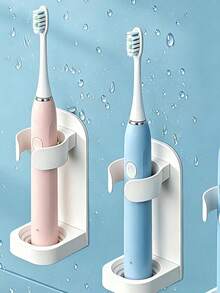 1/2pcs Electric Toothbrush Wall Mount Holder With Drainage Function, Home Toothbrush & Razor Storage Rack, Quick Dry Space-Saving Bathroom Organizer, Suitable For Travel - Multicolor - View 3