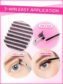 Soft Natural Curl False Eyelashes, 8-16mm Mixed Assortment, 0.07mm D Curl, Single Cluster 3D Precise Fit, Suitable For Daily Makeup, Lightweight And Portable, Applicable For Daily Life, Parties And Various Occasions - View 6