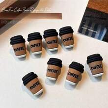 8/10pcs Coffee Cup And Coffee Bean Refrigerator Magnets, Cartoon Personalized Fridge Stickers, Essential For Coffee Shop, Kitchen Home Decor, Room And Office Desk Accessories - Multi-color - View 9