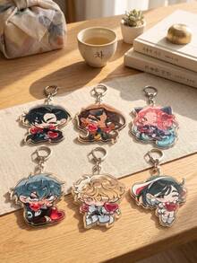 1/6pcs Alien Stage Cute Heart Acrylic Anime Keychain, Suitable As Bag Pendant, Fun Accessory Or Special Gift For Anime Fans - Multicolor - View 2