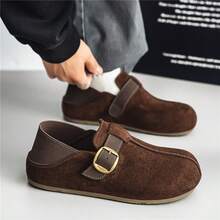 Men's Vintage Round Toe Soft Sole Loafers, Slip-On Casual Shoes For Daily Commute, All-Season Versatile For Outings, Driving And Walking - Brown - View 2