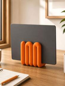 1pc Wavy Pattern Laptop Stand Sculpture Desktop Storage Rack Modern Minimalist Desktop Decor - Multicolor - View 2
