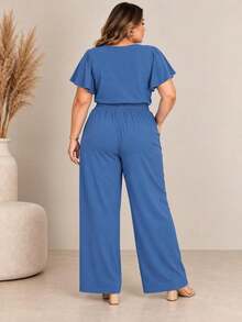 CONJUNTO PLUS SIZE CALÇA FORRADA / BLUSA FIVELA NA GOLA - Azul Empoeirado - Visão 4