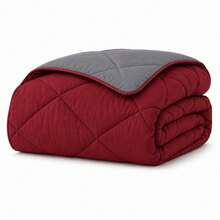 Edredón Reversible de Dos Caras, Colcha Acolchada Suave para Cama, Diseño Liso y Versátil, Ropa de Cama para Dormitorio, 180x240/220x240/240x260 cm - BURDEOS-GRIS OS - Ver 10
