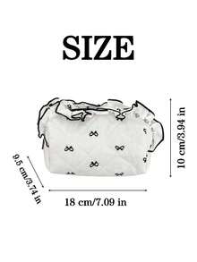 Personalized Custom Text Bow Embroidery Makeup Bag, Ruffled Quilted Cosmetic Pouch, Portable Toiletry Storage Bag, Sweet Gift For Her - Multicolor - View 6