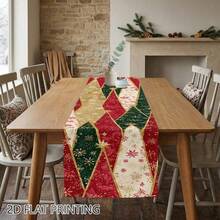 1 Set Bendera Meja, Bendera Meja Persegi Panjang dengan Huruf Natal dan Cetakan Bintang, Cocok untuk Dapur, Meja Makan Keluarga, Lemari TV, Dekorasi Liburan dan Pesta Musim Dingin, - 5 - View 10