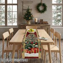 Set Of 2D Flat Printed Tablecloth, Polyester Tablecloth With Santa Claus And Christmas Patterns, Rectangular Dining Table Decoration, Suitable For Kitchen, Family, Holiday Gatherings, Dinner Parties, And Personal Decoration - 9 - View 8